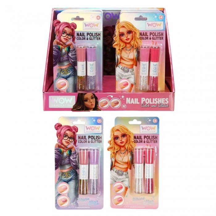 Wow Generation Renkli ve Parıltılı Çift Taraflı Oje 2'li